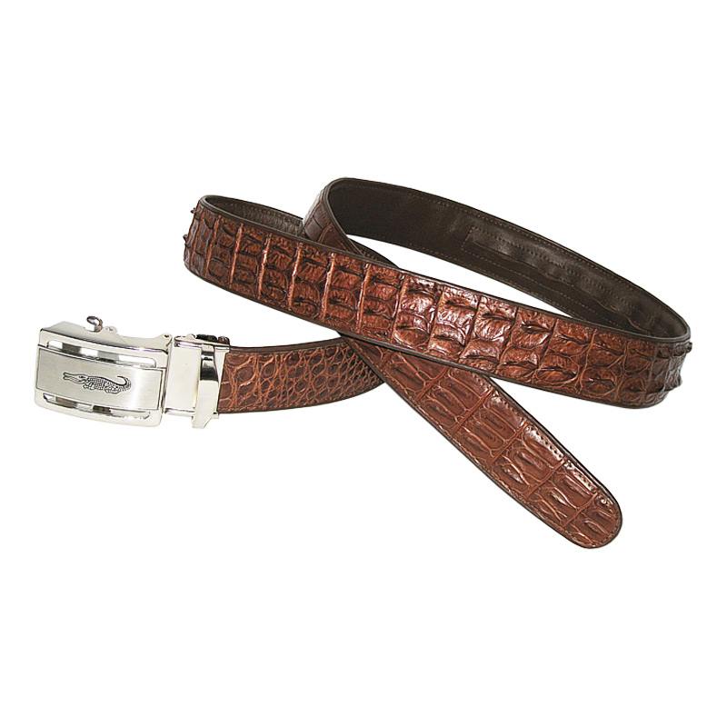 Мужской ремень из кожи крокодила цвет кофе