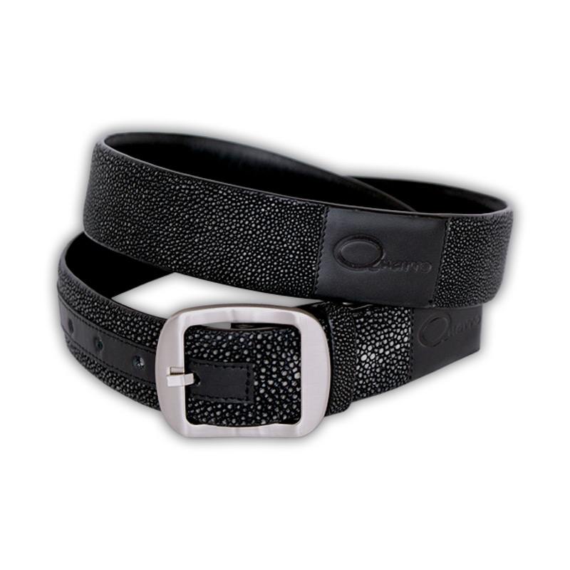 Мужской ремень черный двухфактурный