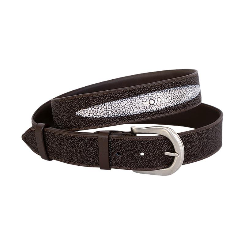 Ремень мужской коричневый с белой вставкой