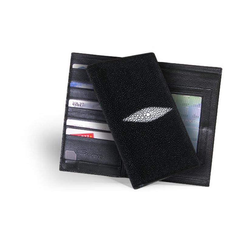 Мужское портмоне из кожи ската удлиненное