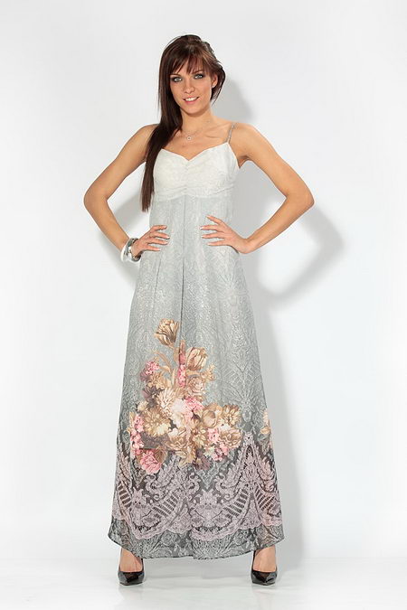 Длинное платье-сарафан с цветочным принтом