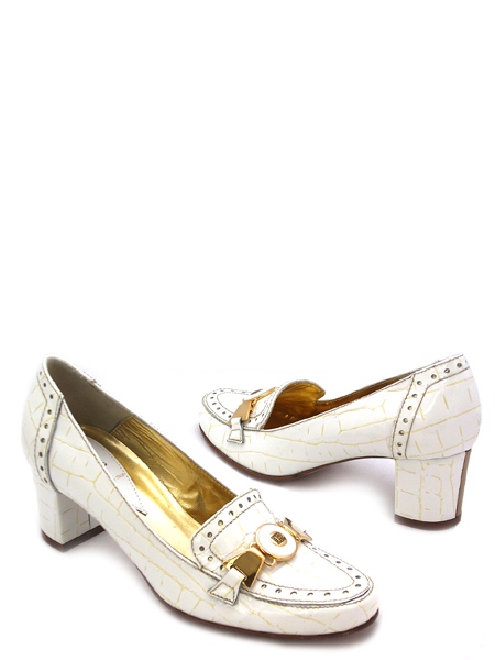 Туфли белые с золотом