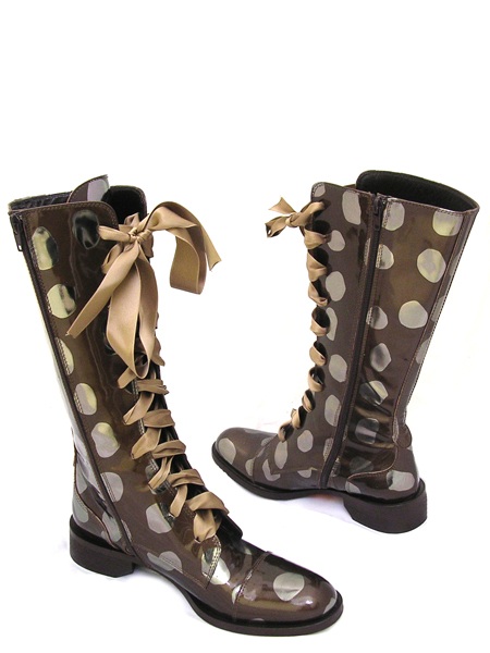 Сапоги женские цвета кофе в горошек
