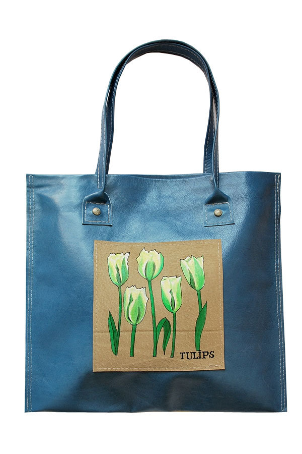 Голубая сумка "Тюльпаны"