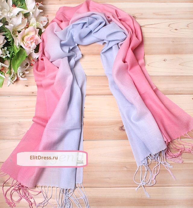 Пашмина двухцветная серо-розовая