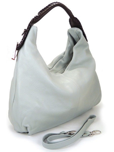 Дамская сумка из светло-серой оленьей кожи итальянской марки PER