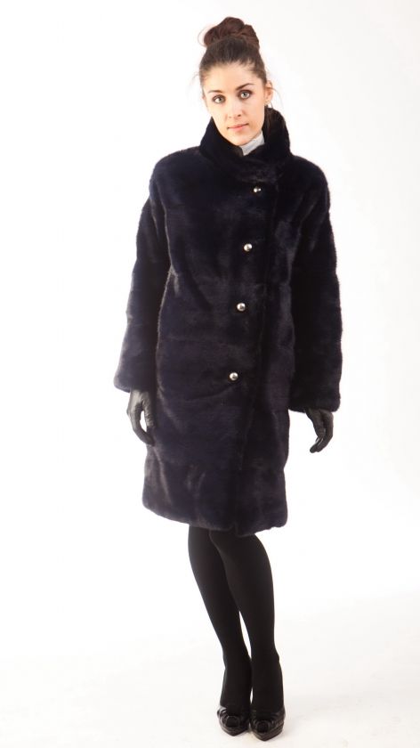 Норковая шуба в изысканном цвете Navy Blue от Anna Zotoff