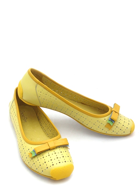 Балетки кожаные желтые