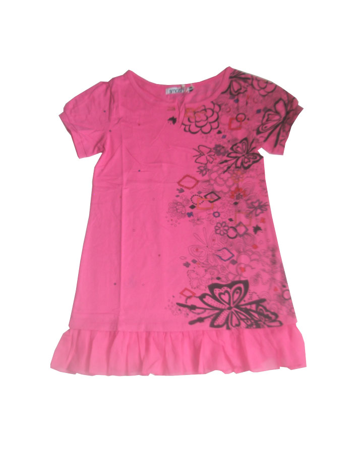 Розовая туника с воланом