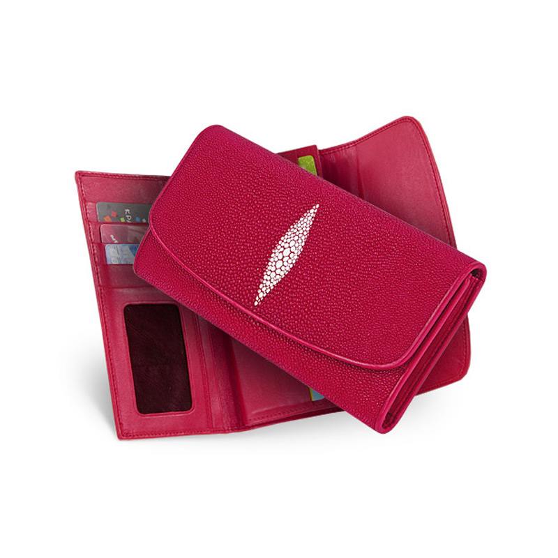 Женский кошелек из кожи ската красный