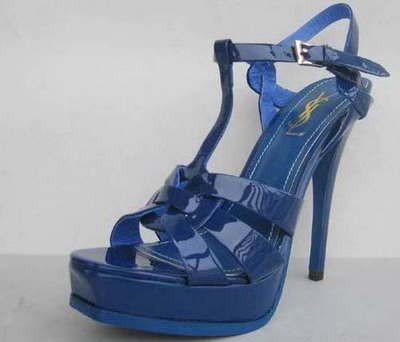 Босоножки на платформе синий лак