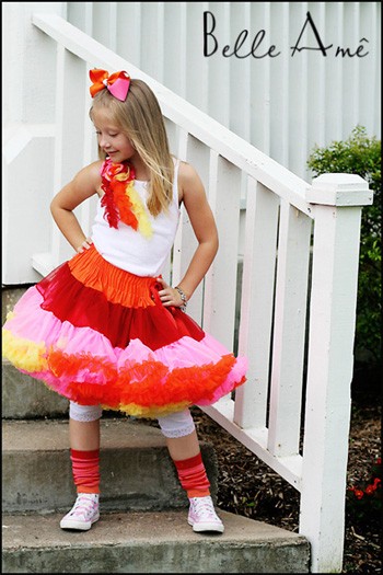 Пышная юбка в полоску из ярко-красного, розового, и тёмно-красно